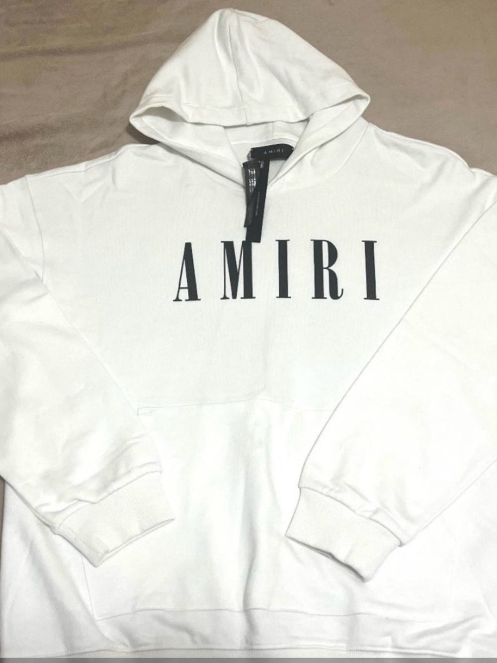 AMIRI White Crewneck Hoodie with Black Logo